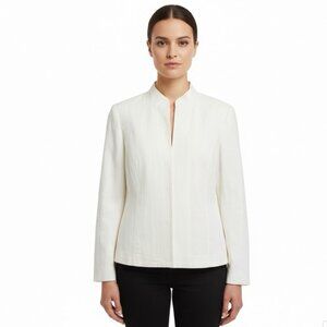 Chicos Womens Ivory Braxton Blazer Mandarin Collar Lightweight Size 2